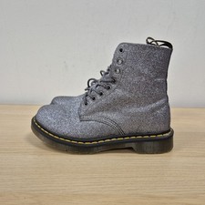 Dr Martens 1460 Pascal Glitter Silver Ankle Sparkly Disco Party Boots Uk 6.5