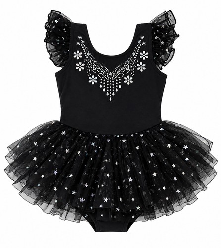 Girls black rhinestone star - black,
