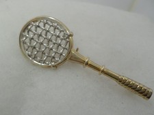 Goldtone Tennis Racquet Brooch
