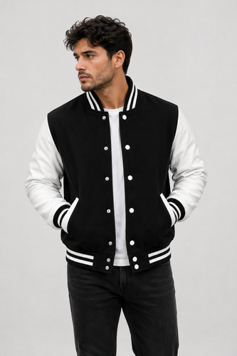 Men black white varsity - men's,