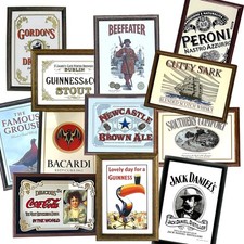 Large Wooden Framed Pub Mirror – 64×44 cm | Traditional Bar & Home Wall Decor