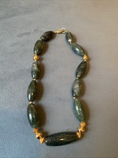 Green Agate? And Gold-Coloured Bead 16” Inch Necklace
