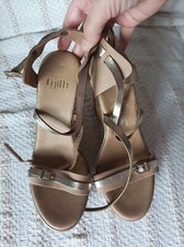 Faith Cream & Gold High Heel Wedge Sandals /Shoes Size 6, BNWT