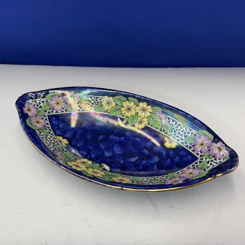 Maling oval blue floral - maling, plate