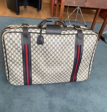 Gucci Navy Supreme With Leather Trim Large Luggage Suitcase Vintage 1970s