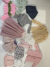 Large bundle of 1/4 size BJD clothes including hand knit cardigans