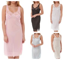 Nightdress Nightie Womens Full Slip with Lace Cup Details & Soft Knit Fabric UK
