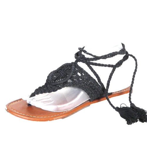 Asos black macrame tie sandals - asos,