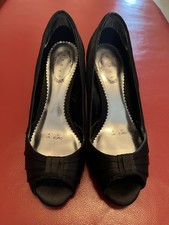 Debut Black Satin Peep Toe