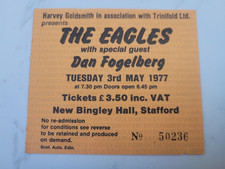 The Eagles + Dan Fogelberg 3.5. 1977 Ticket Stub New Bingley Hall Stafford