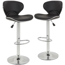 Set of 2 Bar Stools Black PU