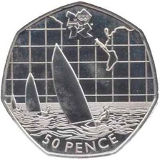 2012 Olympic 50p Coin .925 Silver BUNC Sailing Olympics Royal Mint