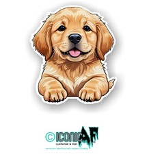 Funny Cute Golden Retriever Puppy Dog Fur Baby Vinyl car sticker Decal 10cm P12