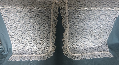 Vintage white floral net lace - vintage,