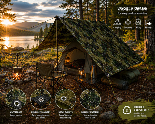 Woodland camo camping tarp - woodland,