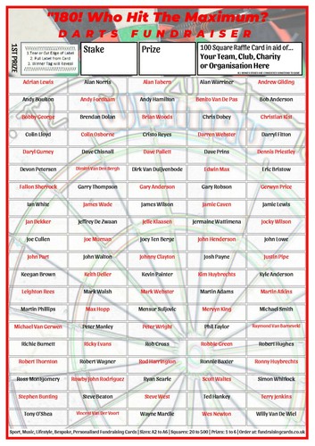 100 square darts player - a4,