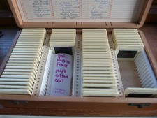 Boxed 35mm Colour Slides 1960s inc. Wooden Slide Storage Box, travel