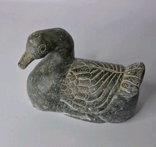 HAND CARVED INUIT SURPENTINE GOOSE OR DUCK SCULPTURE. 34