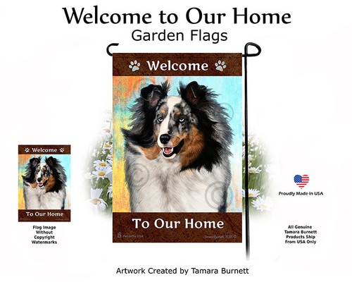 Welcome garden flag blue - welcome,