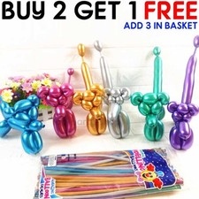 100 X Twisting Metallic Latex Balloon Chrome Long Magic Modelling Balloons 260Q
