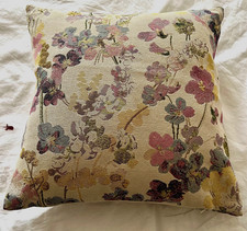 M&S Beige Cream Green Mauve Mix Tapestry Cushion Floral Pattern NEW