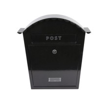EMtronics Wall Mountable Post Box, Painted Steel, Weather Resistant - Black