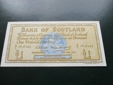 £1 One Pound Bank of Scotland banknote May 1965