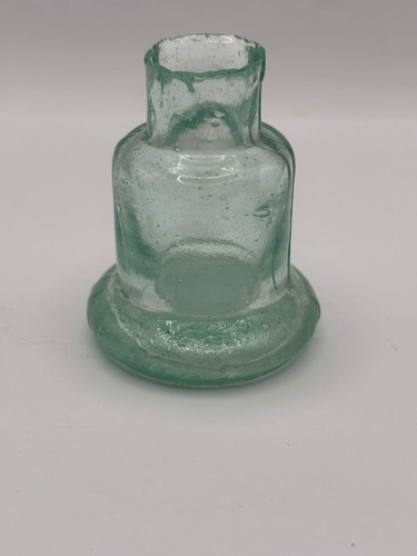 Old aqua glass - inkwell,, bell