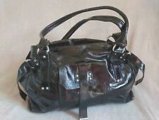 CAVALCANTI Italian designer black Genuine Patent LEATHER large women's Handbag