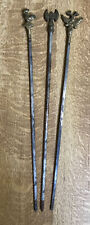 3 XVintage Turkish Ornate Brass and Steel Shish Kebab Meat Vegetable BBQ Skewers