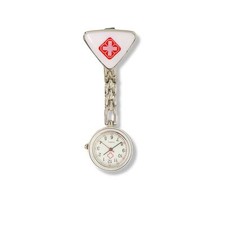 Nurses Reverse Reading Round White Face Pocket Clip Watch 