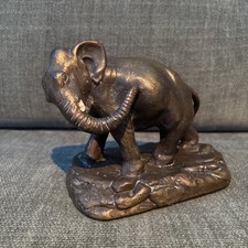 Armor Bronze Clad Elephant Bookend (ONE PIECE) NY City Corp Deco Celluloid Tusk