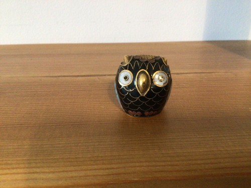 Vintage cloisonne owl - cloisonne,