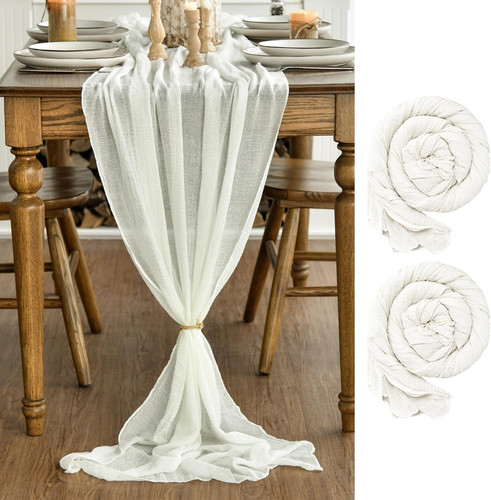 Milk white 2pcs boho gauze - white,