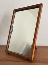 Vintage Oak Framed Desk Top Free Standing Mirror Or Can Be Hung 39cm x 28.5cm