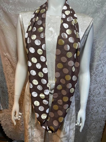 Sheer brown velvet circle dots - brown,