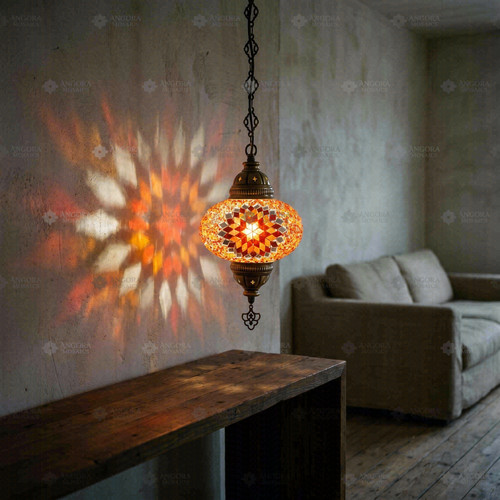 Amber turkish mosaic pendant - turkish,