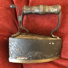 Victorian Flat Iron with Latch & Hot Stone - Cast Iron with Thick Brass Plate