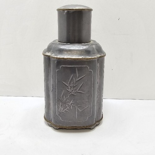 Chinese pewter tea - tea, caddy