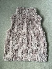 NEXT Girls 11 Years Faux Fur Gilet Dusky Pink w/pockets & grey Jersey Lining