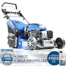 Hyundai Petrol Roller Lawn Mower Self Propelled 196cc 21" 53cm Lined Lawnmower