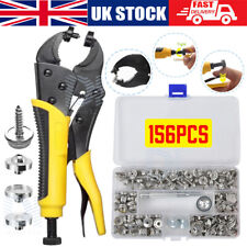156Pcs Heavy Duty Snap Fasteners Pliers Press Studs Kit +Leather Button Tool UK