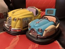 Bumper Cars Alarm Clock x2 Pair Vintage Collectible Working Minor Issue