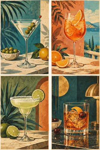 Cocktail cheers print set - cocktail,