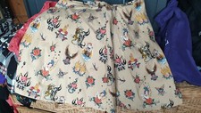 ALEXANDER HENRY DESIGNER FABRIC BEIGE SKULL FLARED KNEE-LENGTH COTTON SKIRT 18