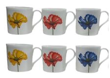 6x Rose Mugs Fine Bone China
