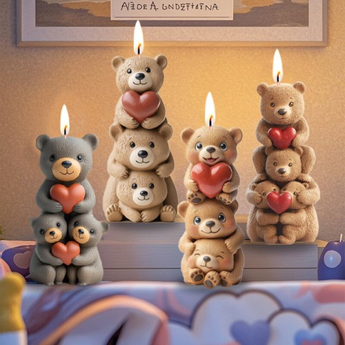 Love bear family candle - love,