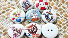 10 Mixed Wooden Round NAUTICAL