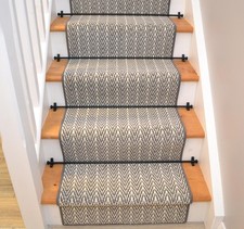 Grey Herringbone Stair Runner