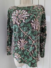 Next x William Morris Co Honeysuckle Sz  10 Black Green Floral Long Sleeved Top 